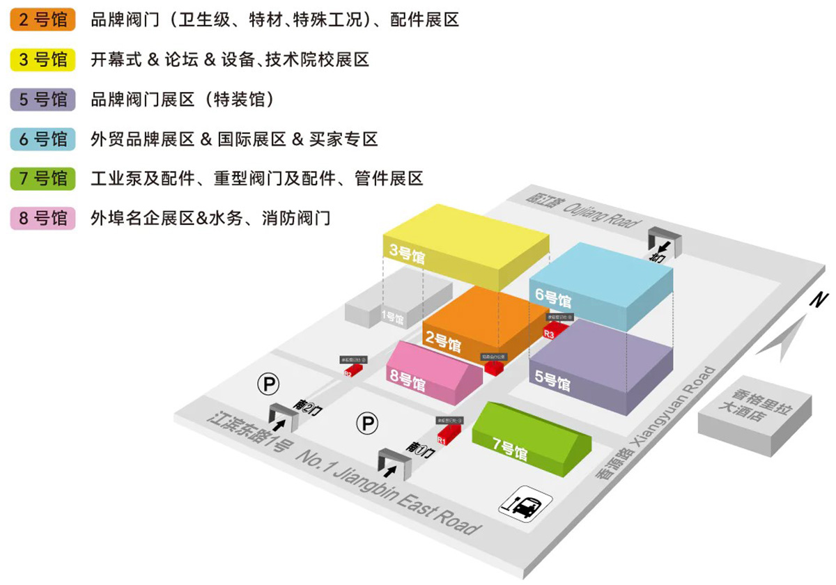中国（温州）国际泵阀展览会展馆分布图
