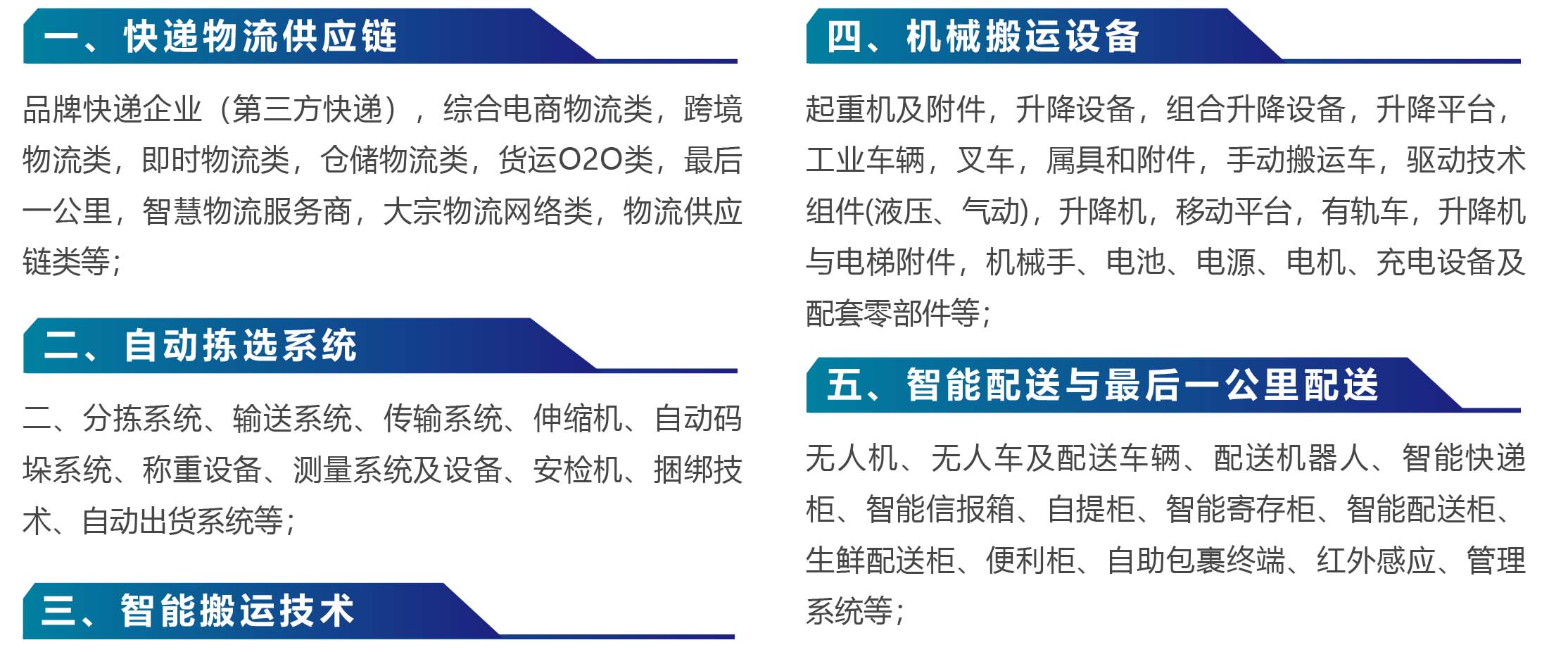 ESYE长三角快递物流展展品范围图