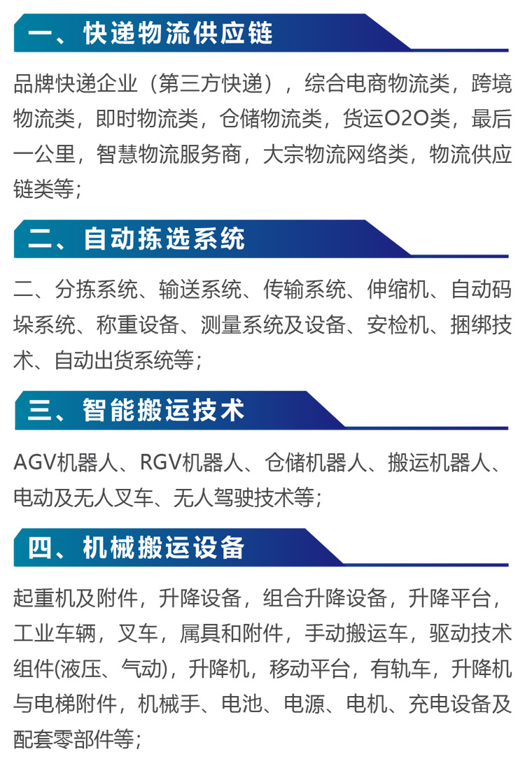 ESYE长三角快递物流展展品范围图