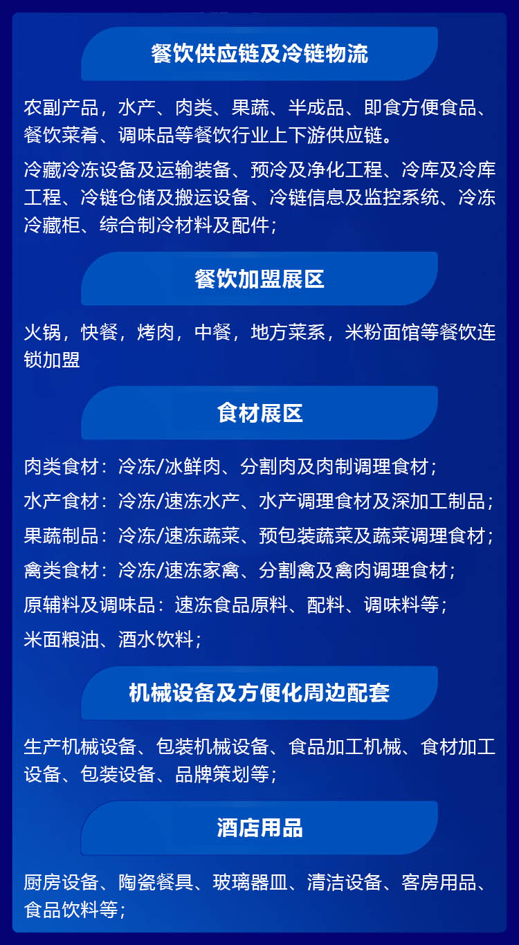 良之隆·2025（重庆）中餐连锁供应链发展大会展品范围图