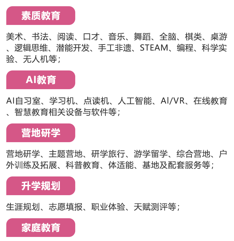 深圳素质教育展展品范围图