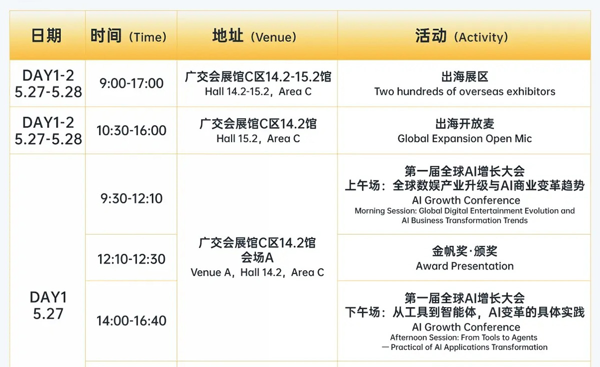 全球产品与增长展会展会日程图