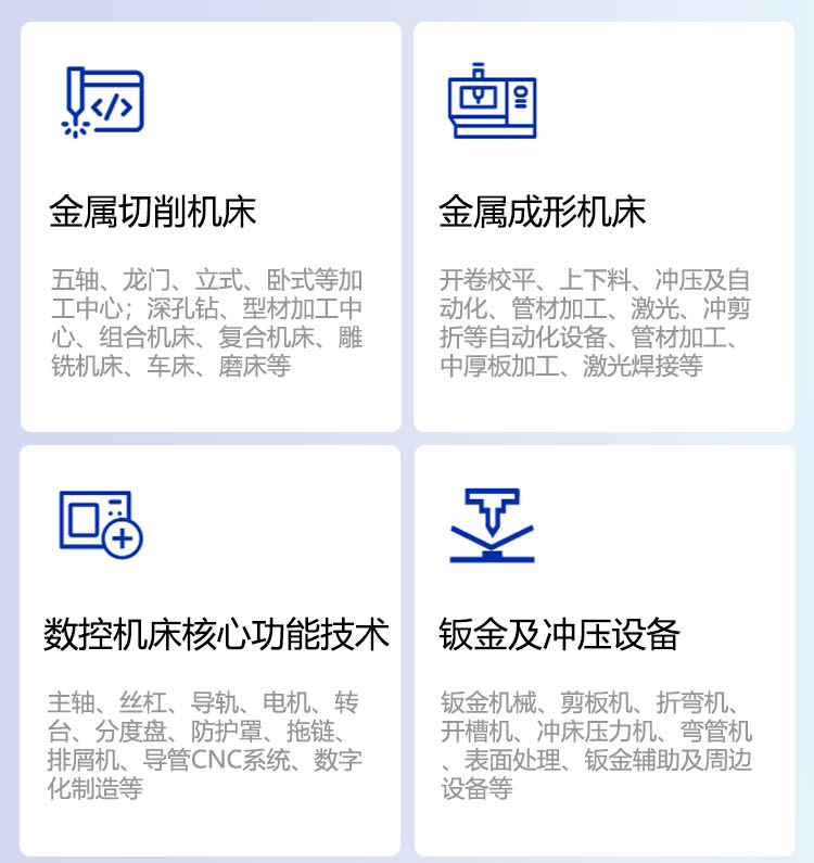 西安机床展展品范围图