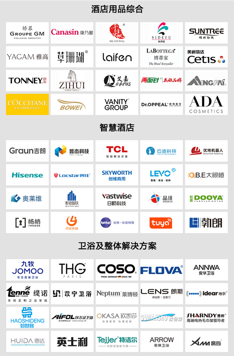 上海酒店设计展&酒店用品展知名展商图