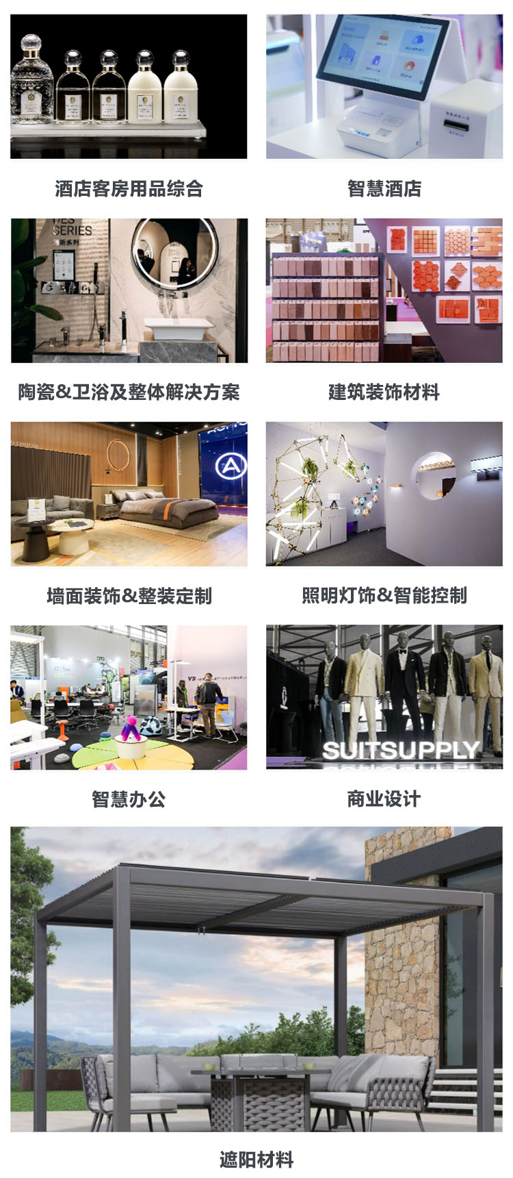 上海国际酒店工程设计与用品博览会展品范围图