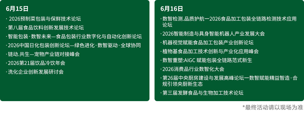 上海食品加工包装展同期活动图